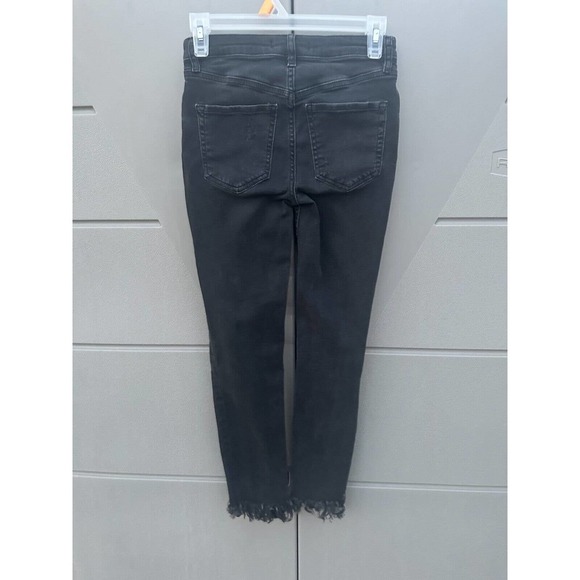 Free People Vintage Black Great Heights Frayed Distressed Skinny Jeans Size 24 - Picture 10 of 16